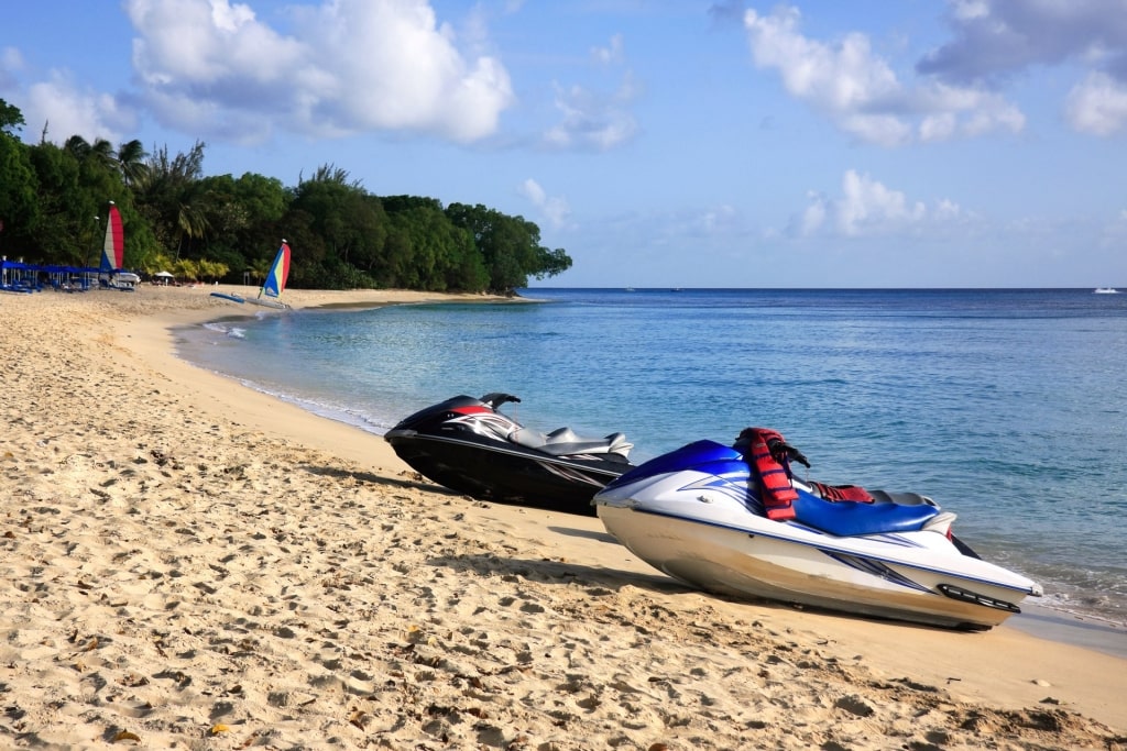 Paynes Bay Beach with jet ski