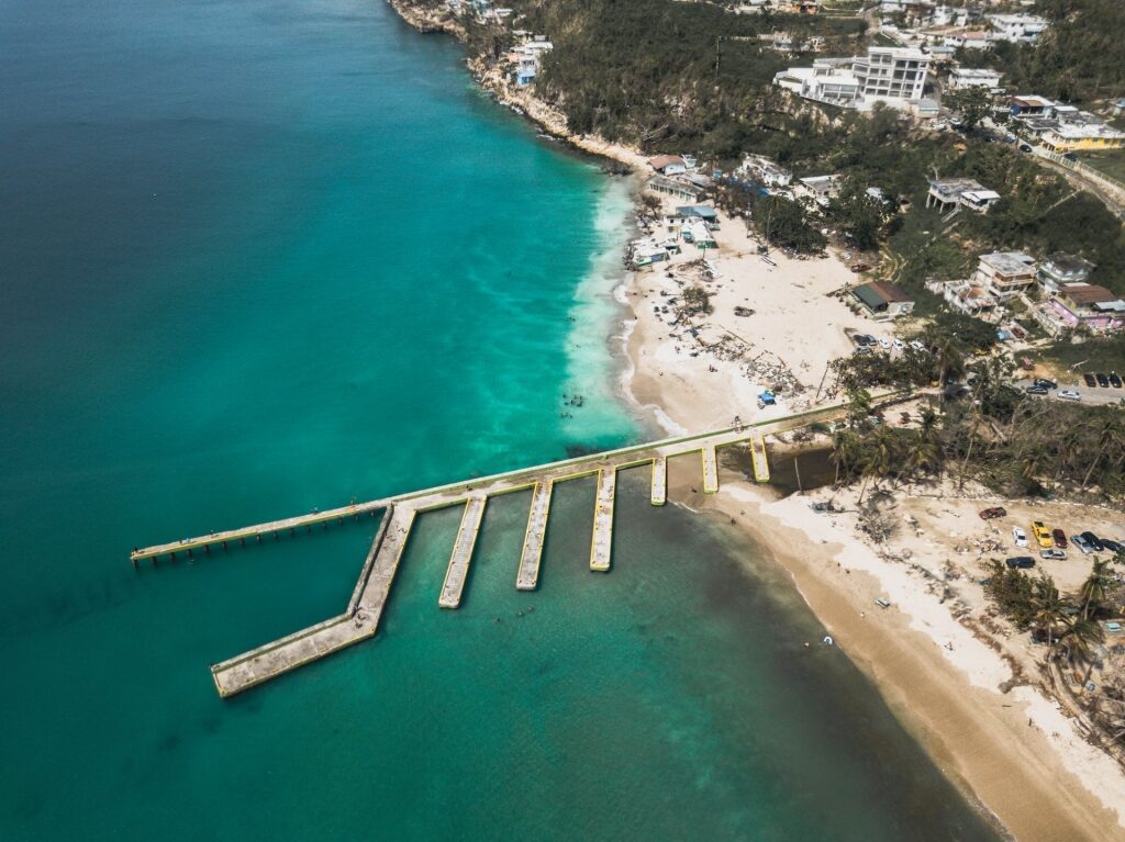 Aerial view of Crash Boat Beach, one of the best beaches in Puerto Rico