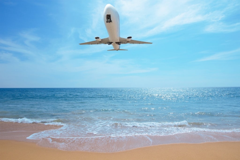 Plane crossing Maho Bay Beach