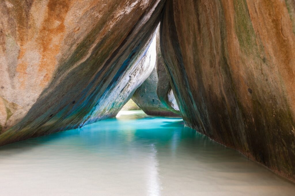 Hidden cave in The Baths on Virgin Gorda, British Virgin Islands