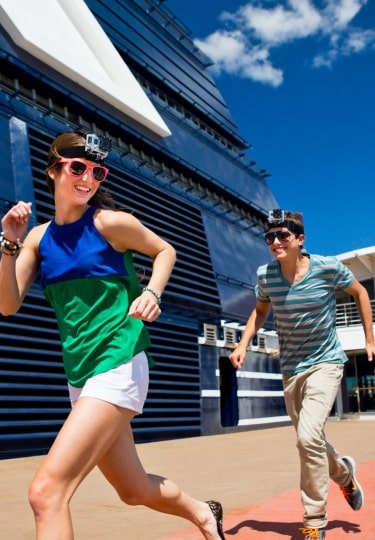 Teens playing GoPro game on Celebrity