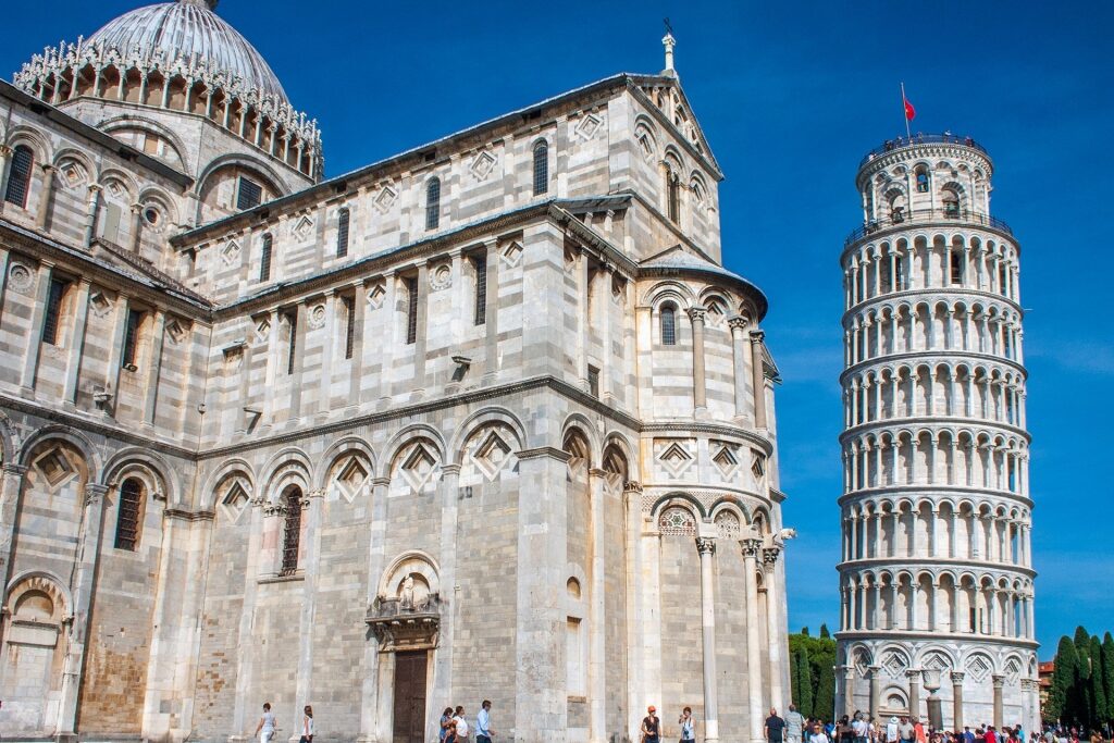 Beautiful facade of Leaning Tower of Pisa
