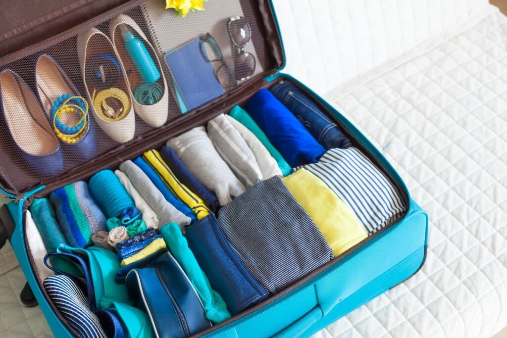 Luggage bag with clothes