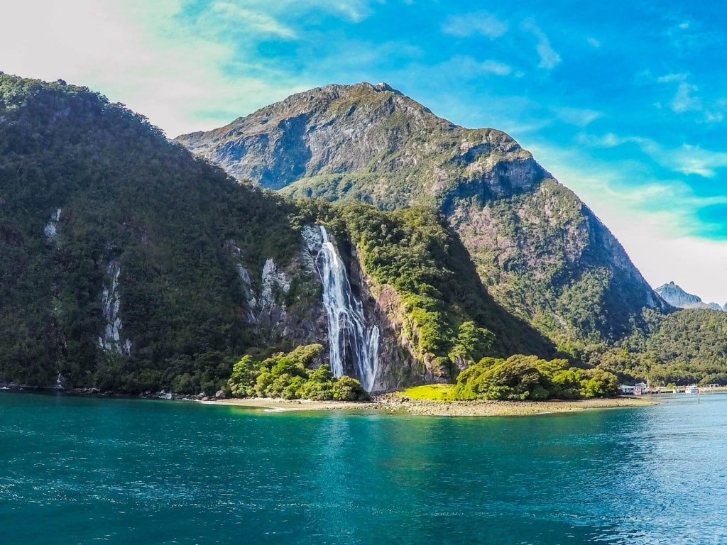 Majestic falls in Fiordland National Park