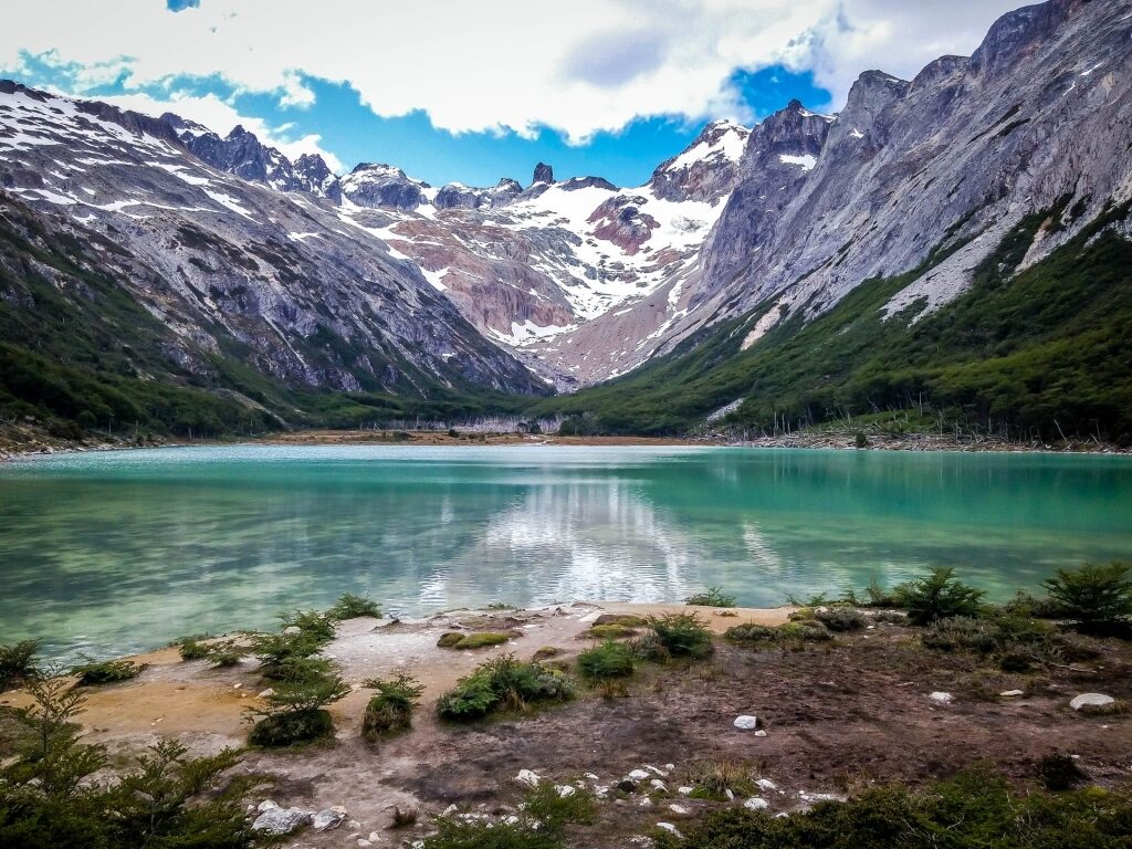 Beautiful lake with mountain view in Ushuaia