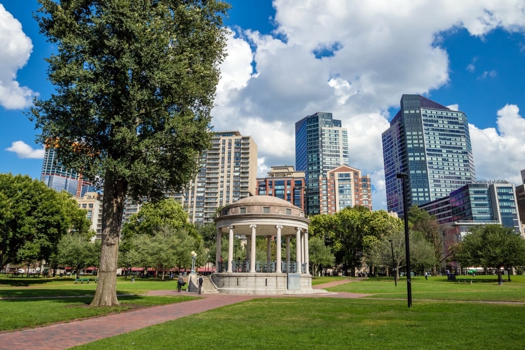 Beautiful Boston Common with skyline