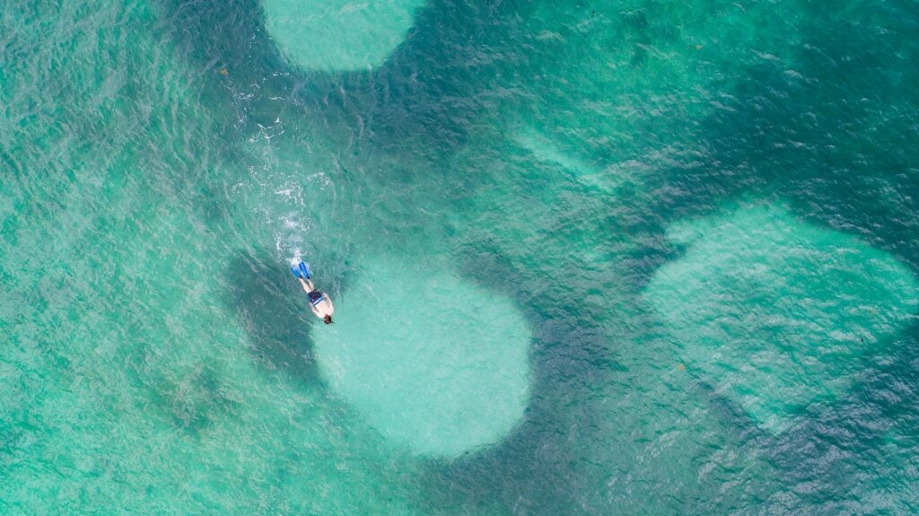 Man snorkeling in Green Turtle Cay