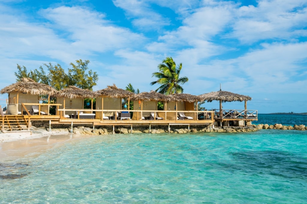 Cabanas lined up in Pearl Island