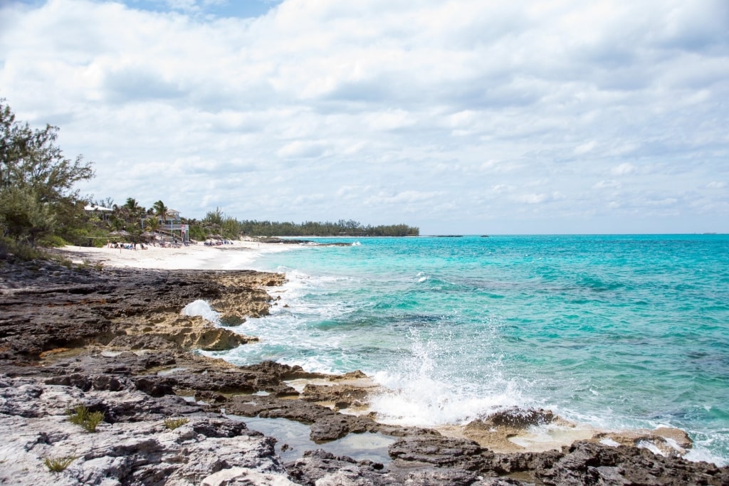 Rocky shoreline of Rose Island Reef