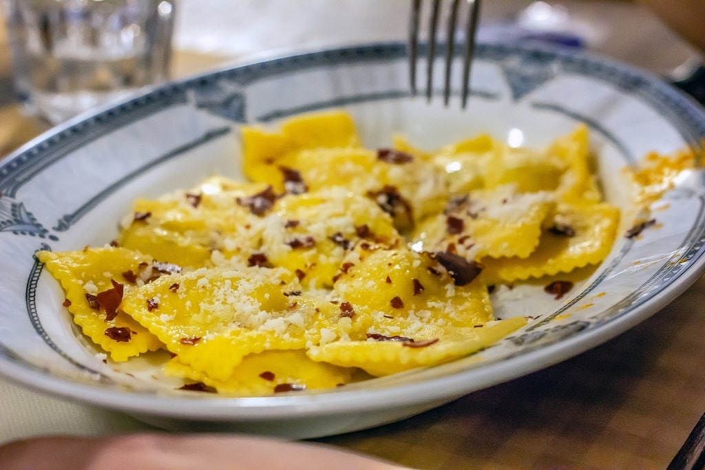 Tuscan food Potato Tortelli on a plate