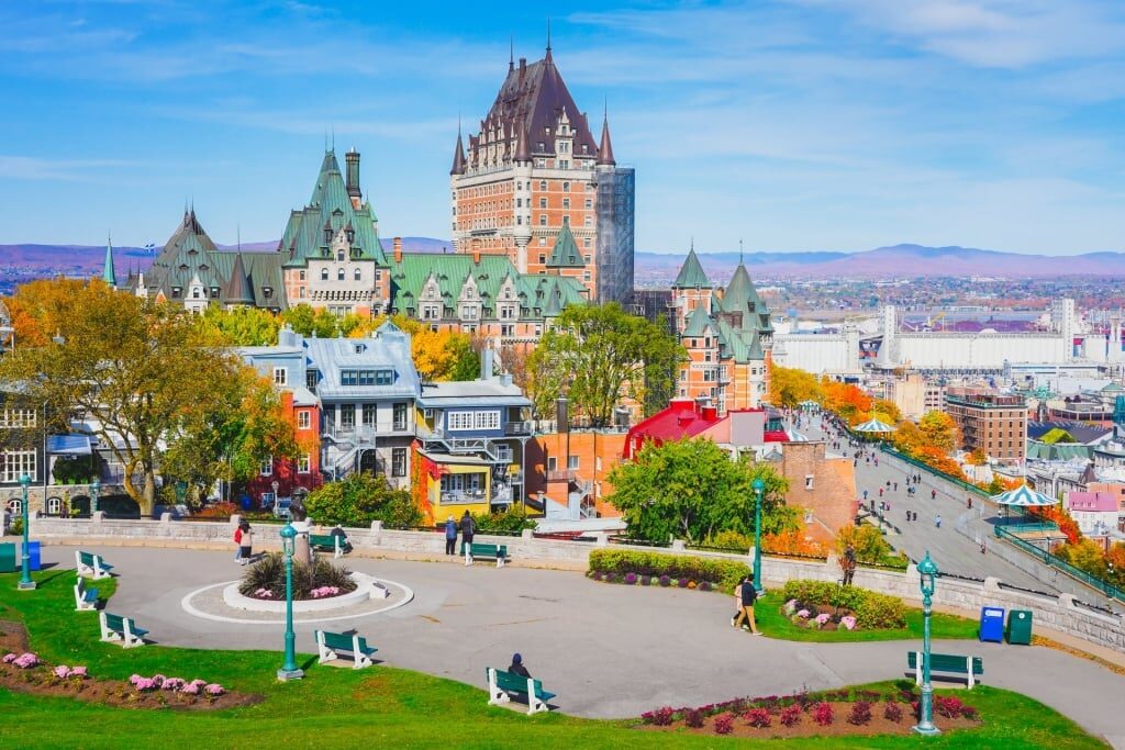 Landscape view of Old Quebec City including Chateau Frontenac