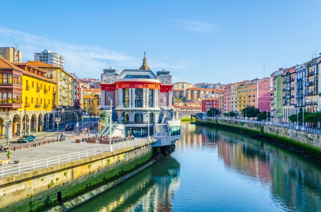 Buildings along the river in Bilbao