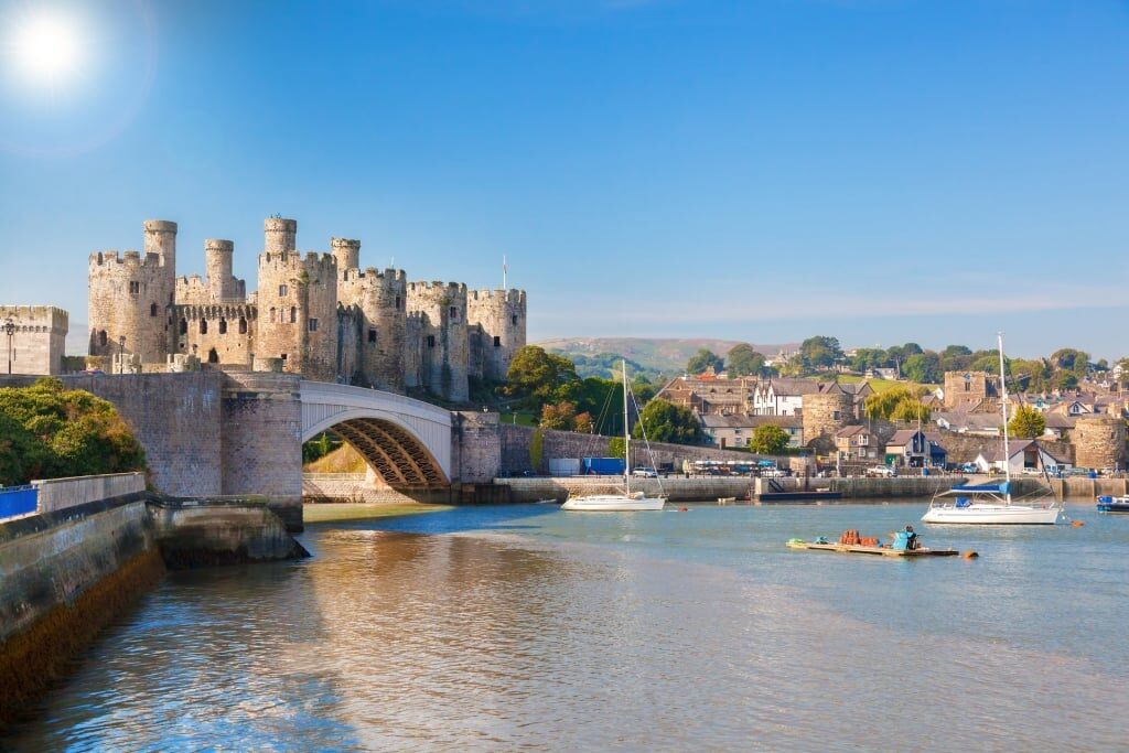 Majestic Conwy Castle with view of the harbor
