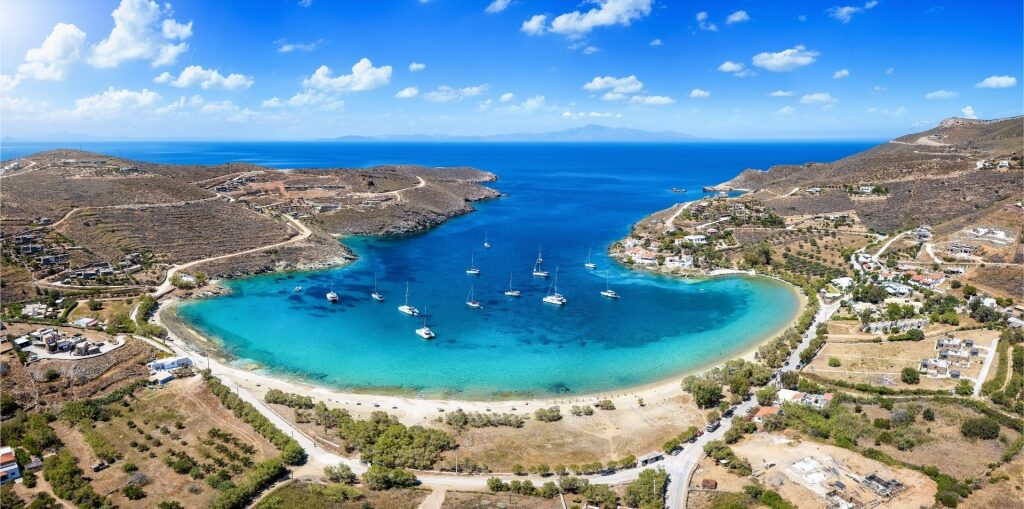 Beautiful aerial view of Kea island in Greece