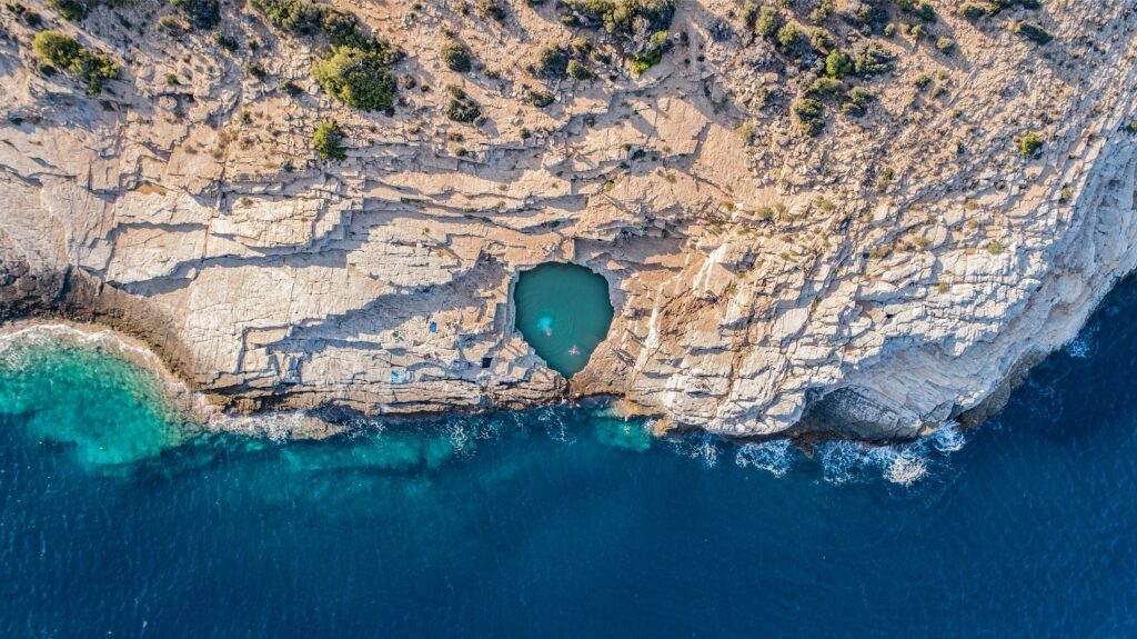 Iconic bathing spot in Giola, Thasos