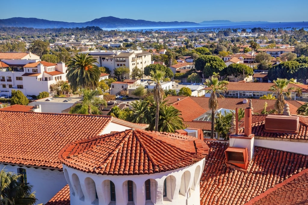 View of Santa Barbara with Spanish-colonial style architecture