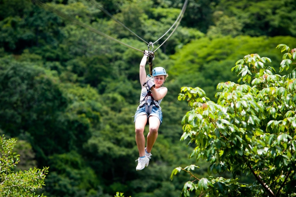 Woman on a zipline in Mahogany Park