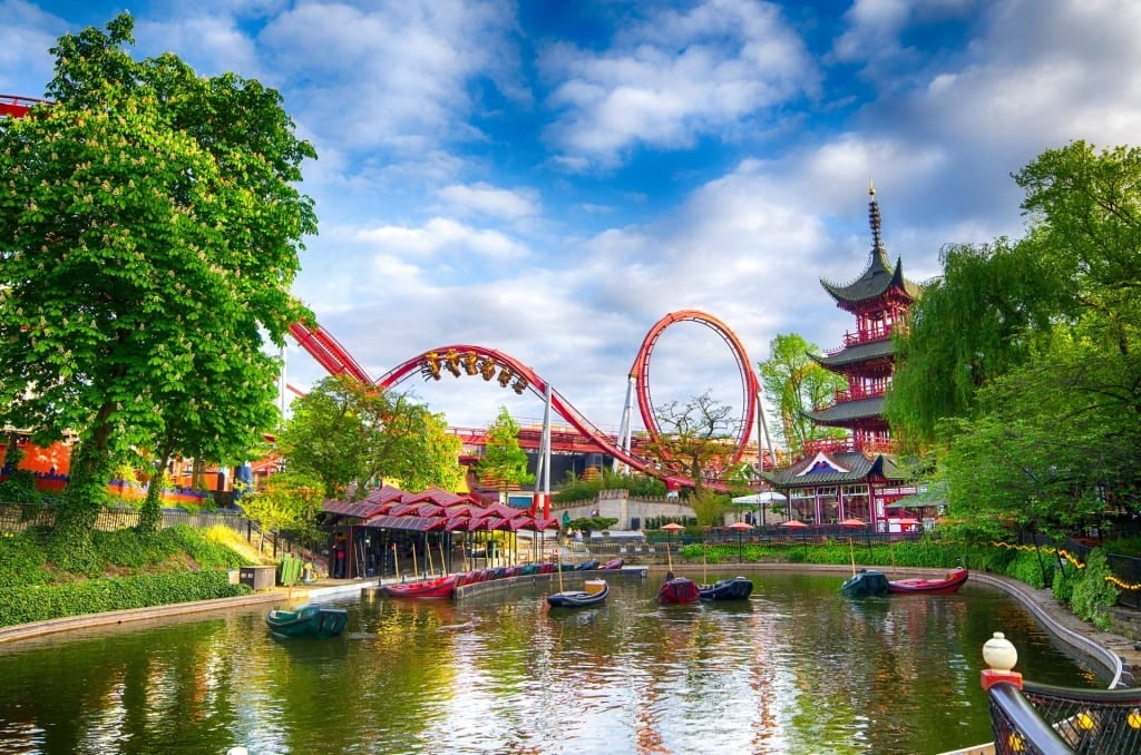 Beautiful park and lake in Tivoli Gardens