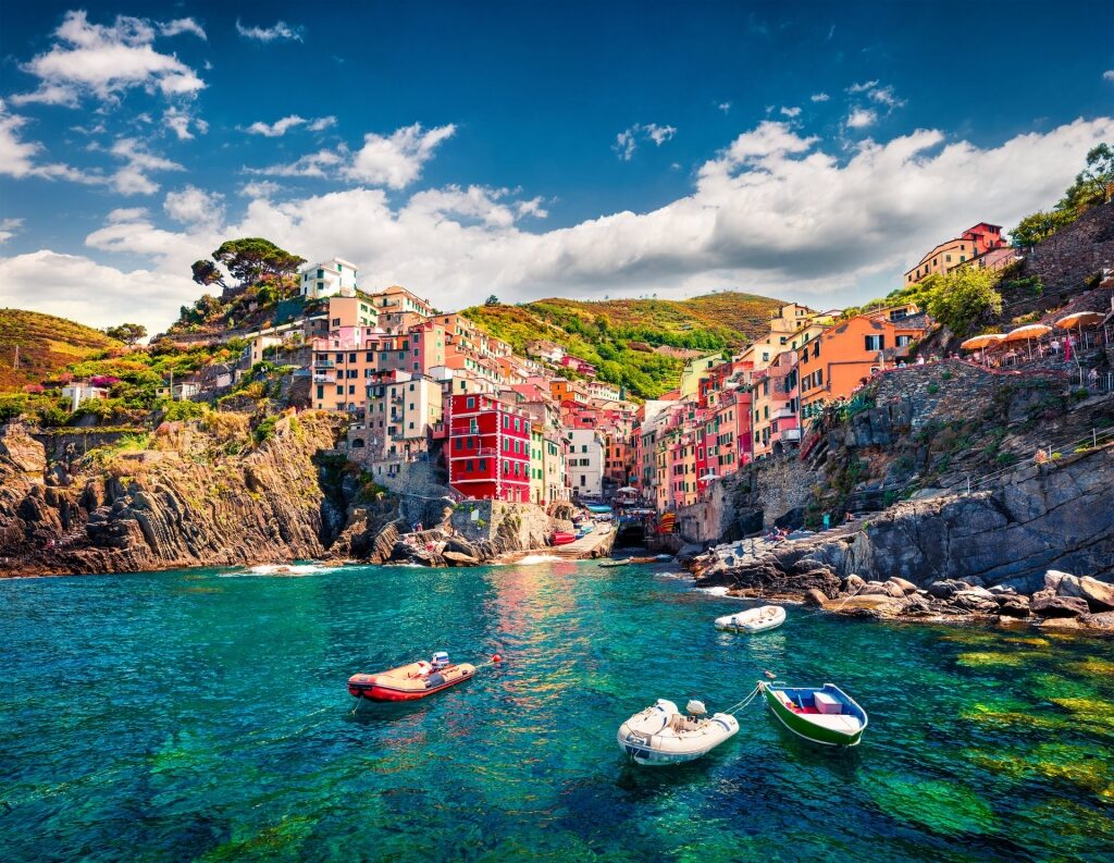 Colorful cliffside of Cinque Terre, Italy in the summer