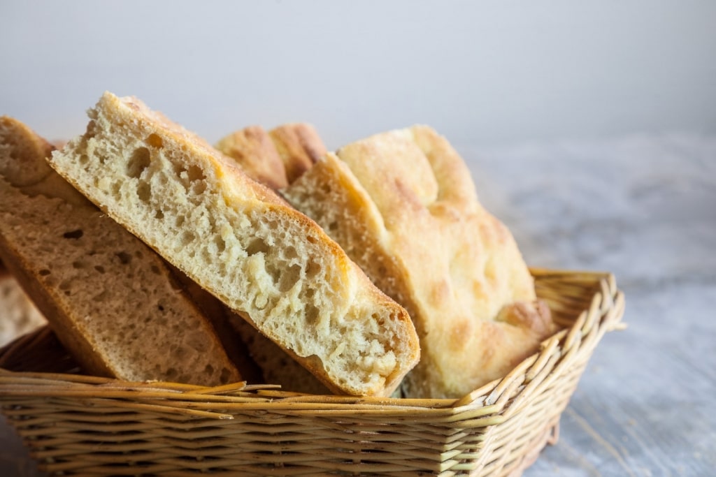 Slices of focaccia bread