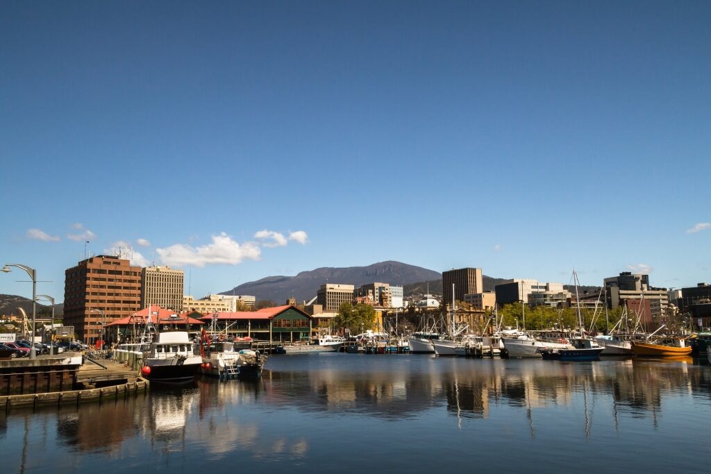 Buildings reflecting on water in Hobart