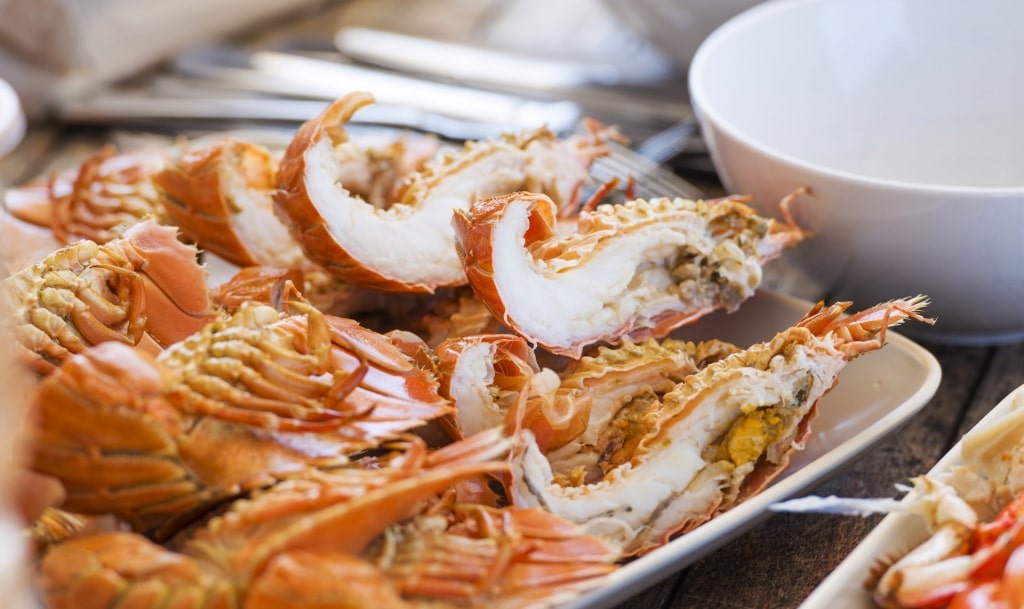 Delicious seafood served on a bowl