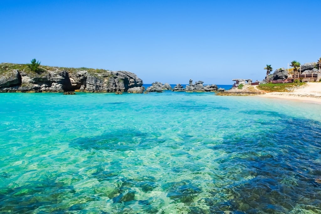 Clear blue water of Tobacco Bay Beach