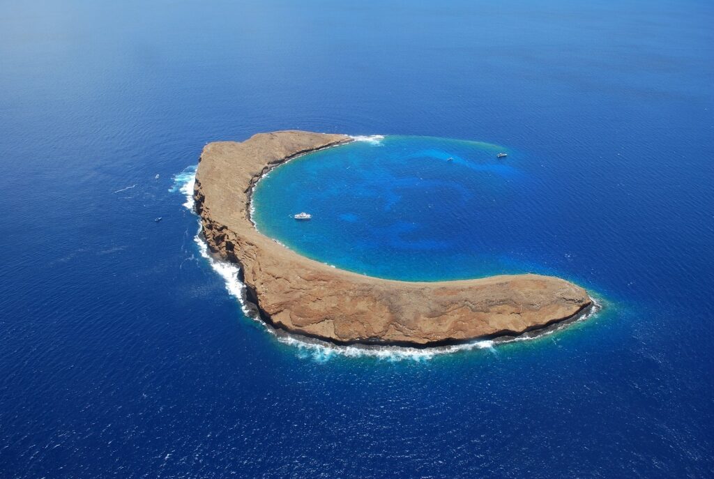 Aerial view of Molokini Crater