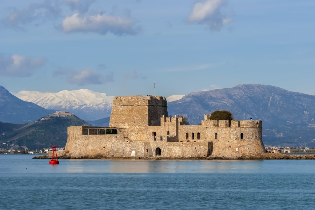 View of Bourtzi Castle by the water