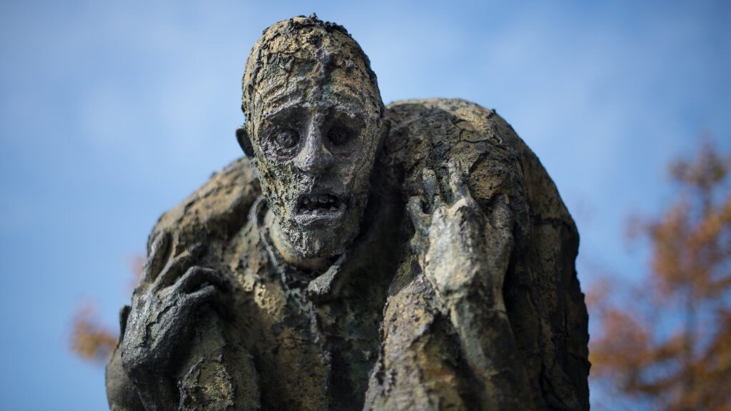 Eerie Famine Memorial statue