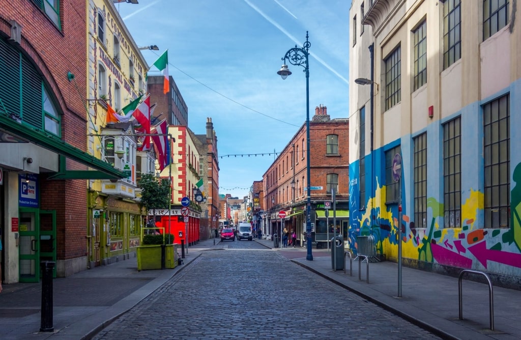 Colorful street of Temple Bar District