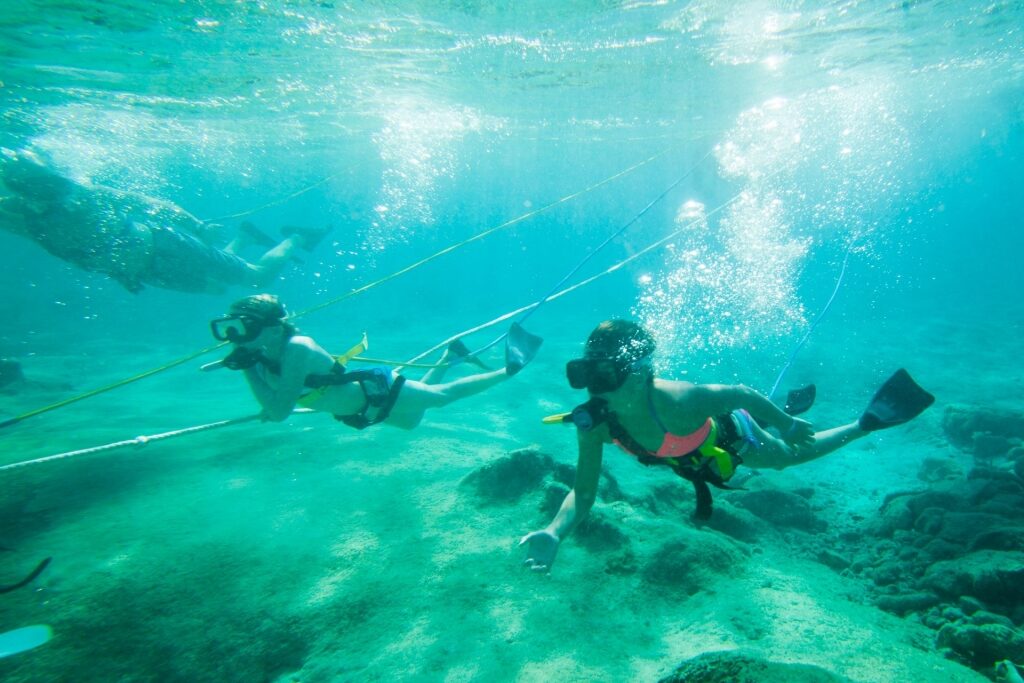 People scuba diving in Cozumel