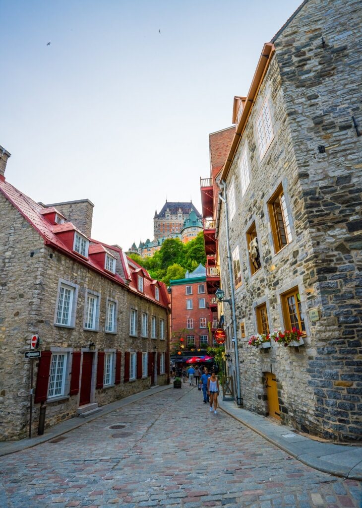 Beautiful historic street of Old Town, Quebec