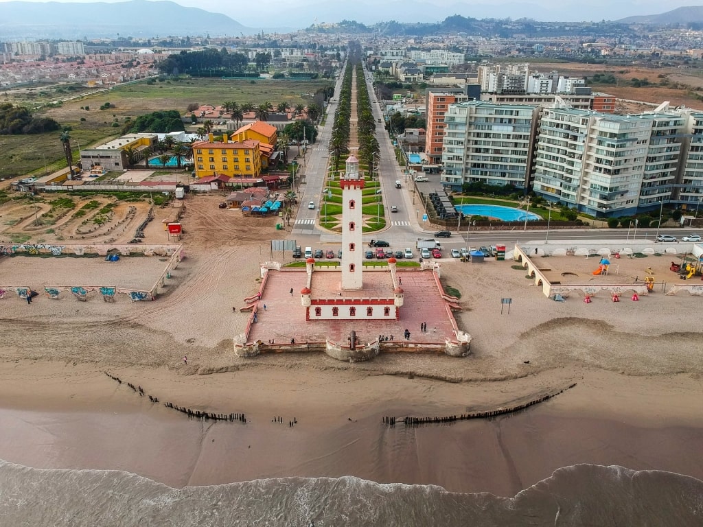 View of La Serena beach with lighthouse