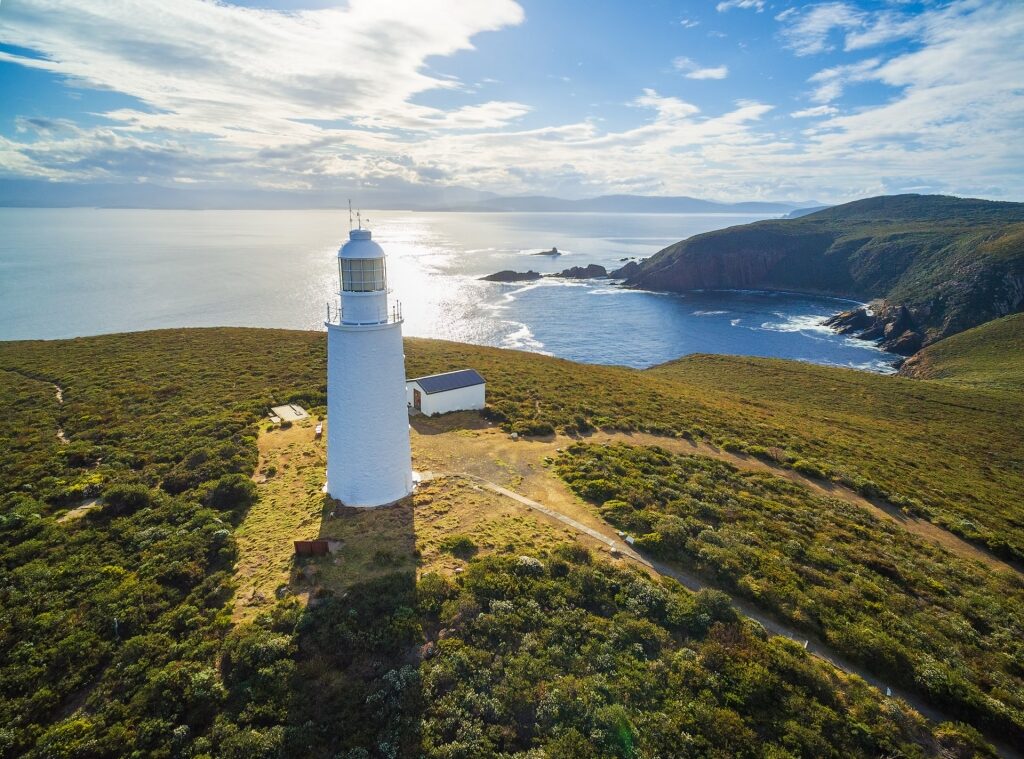 Cliffside of Bruny Island with lighthouse