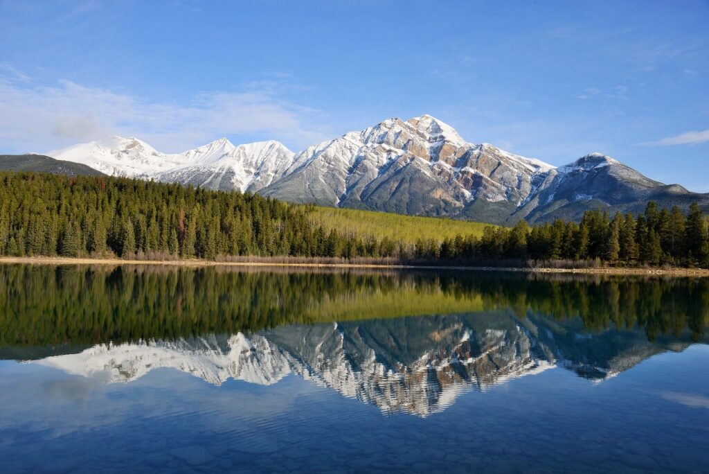 Mountains reflecting on Pyramid Lake 