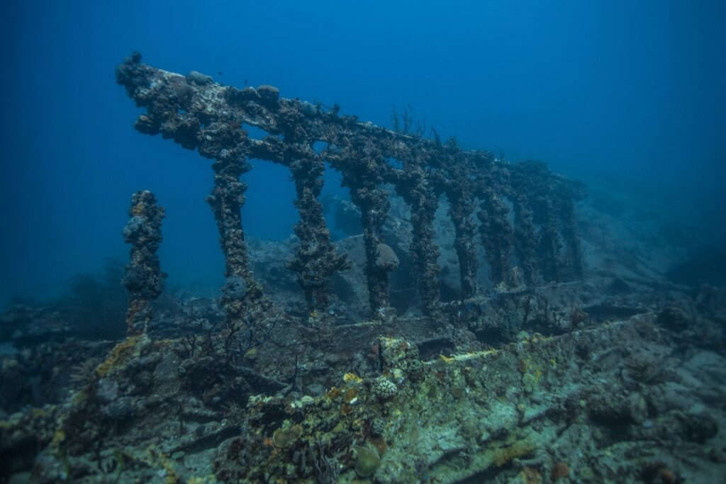 View of famous RMS Rhone Shipwreck