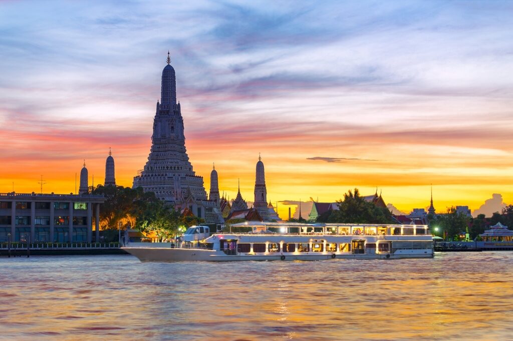 Chao Phraya river cruise at sunset