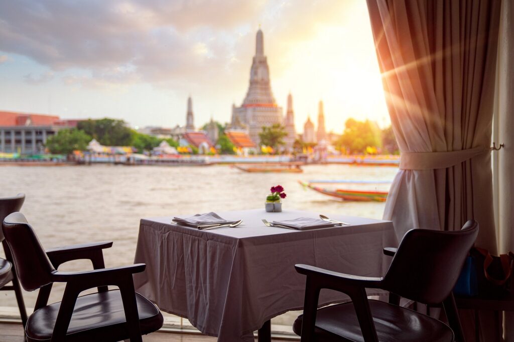 Sala Rattanakosin Eatery and Bar with view of Wat Arun