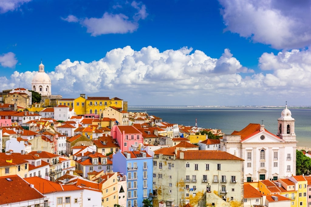 Aerial view of colorful Alfama