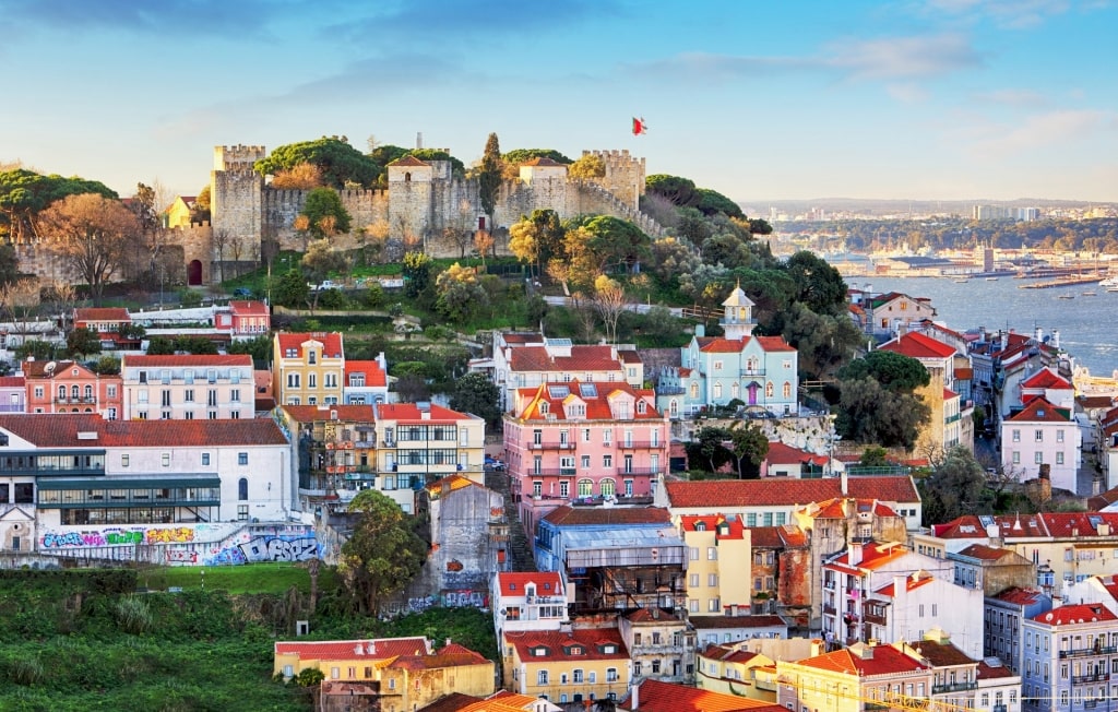 Aerial view Lisbon with Castelo de Sao Jorge