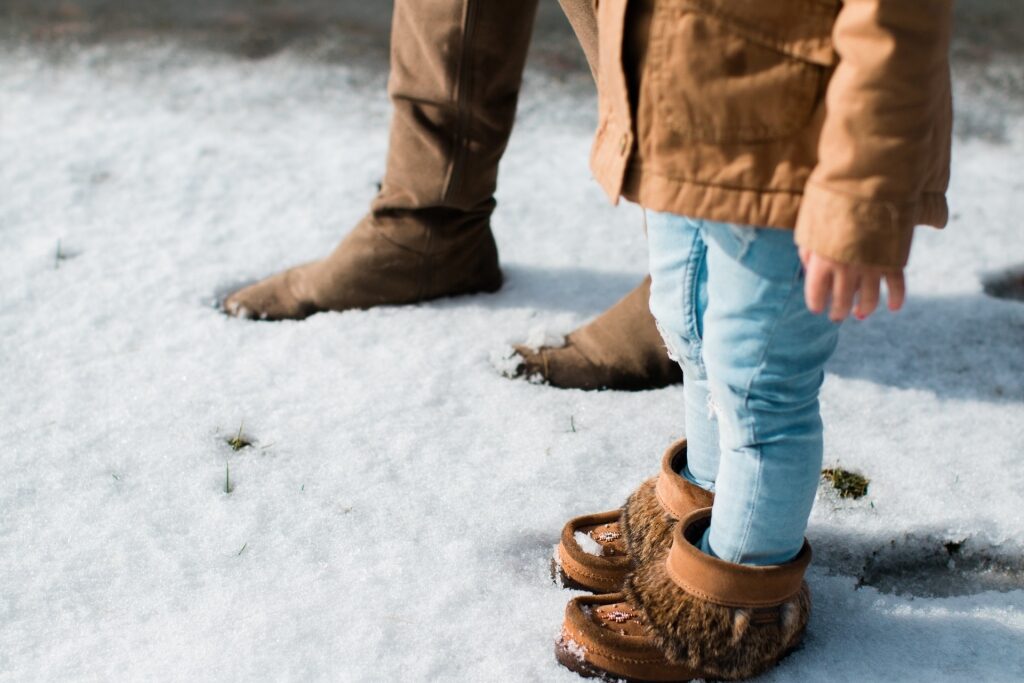 Person wearing mukluk boots