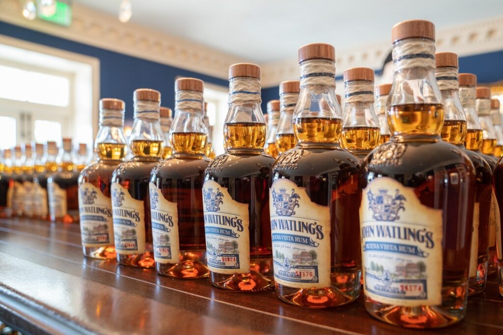 Bottles of rum in John Watling’s Distillery