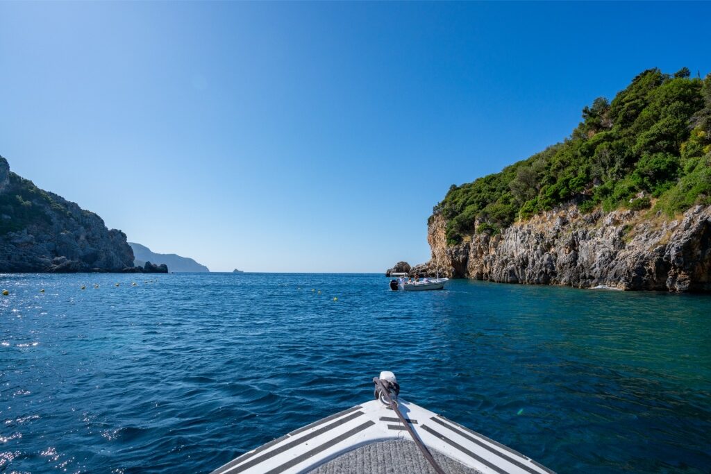 View from the boat while island hopping in Corfu