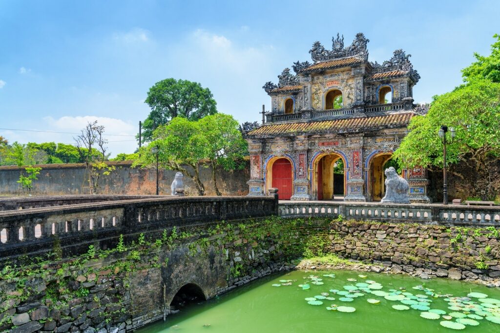 Historic gate by Perfume River in Hue