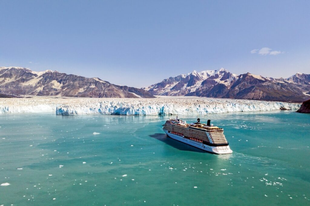 Celebrity Cruises sailing along Hubbard Glacier