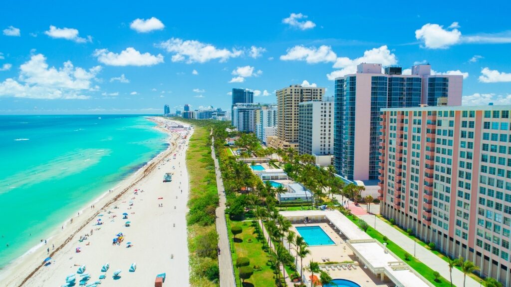 Miami shoreline with turquoise water