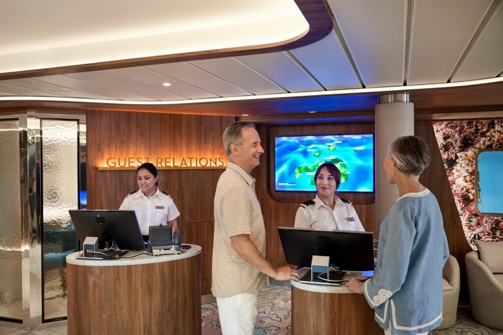 Guest relations desk aboard Celebrity Cruises