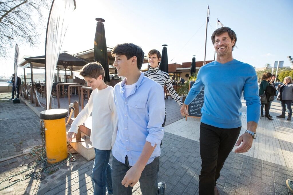 Family exploring Malaga, Spain