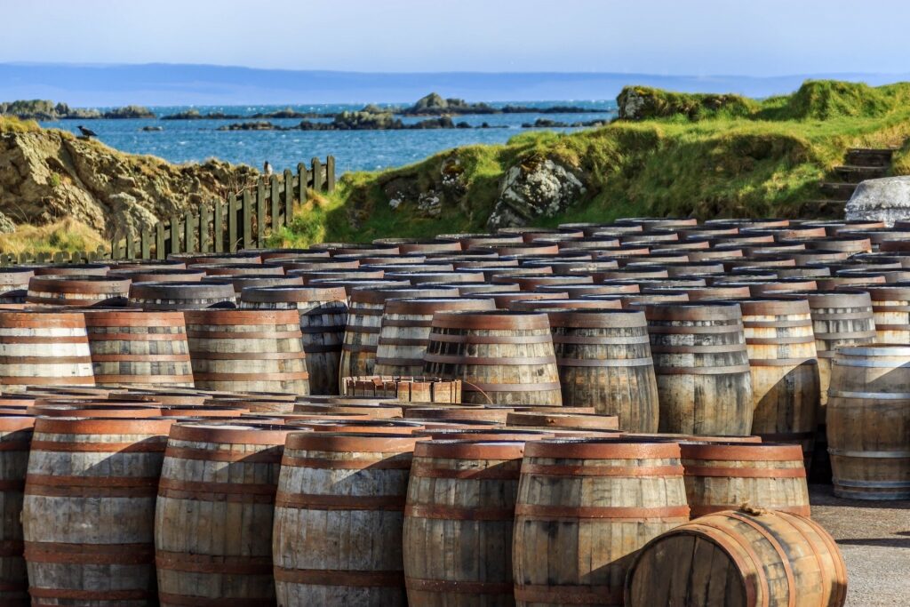 Barrels of whisky in Islay